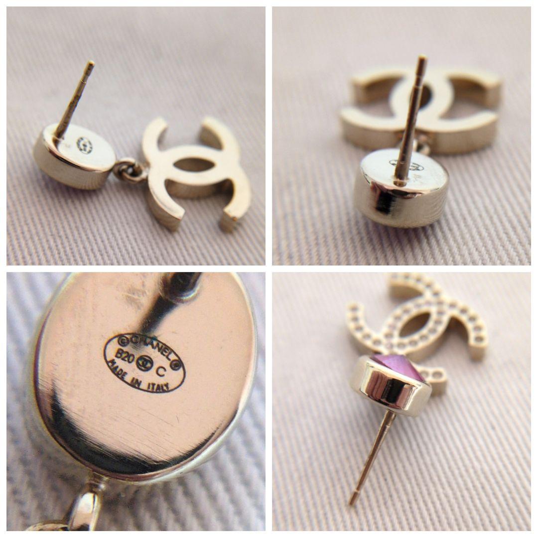 片耳のみ　良好　シャネル　ゴールド　ラインストーン　ココマーク　ピアス　B20C