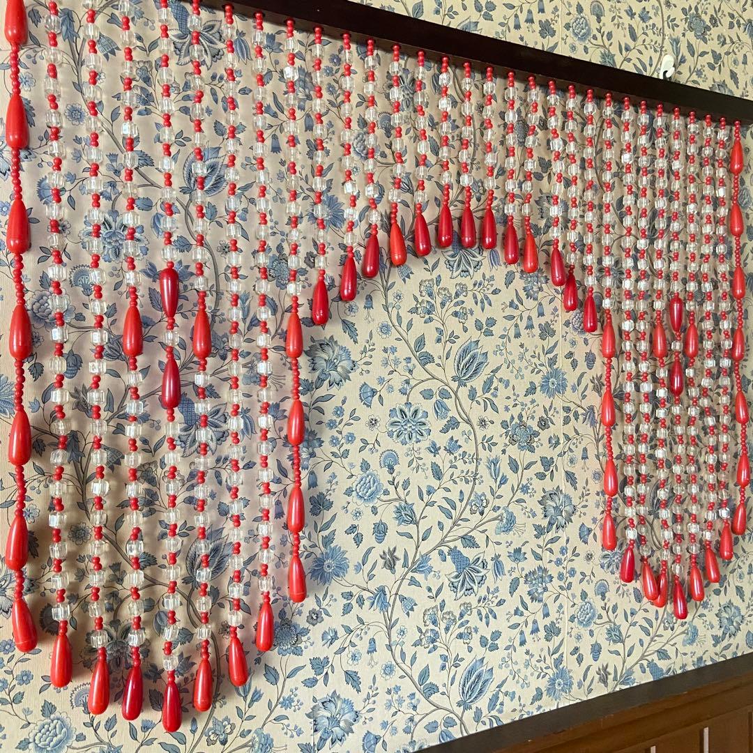 昭和レトロ　ビーズのれん　当時物　暖簾　レトロポップ