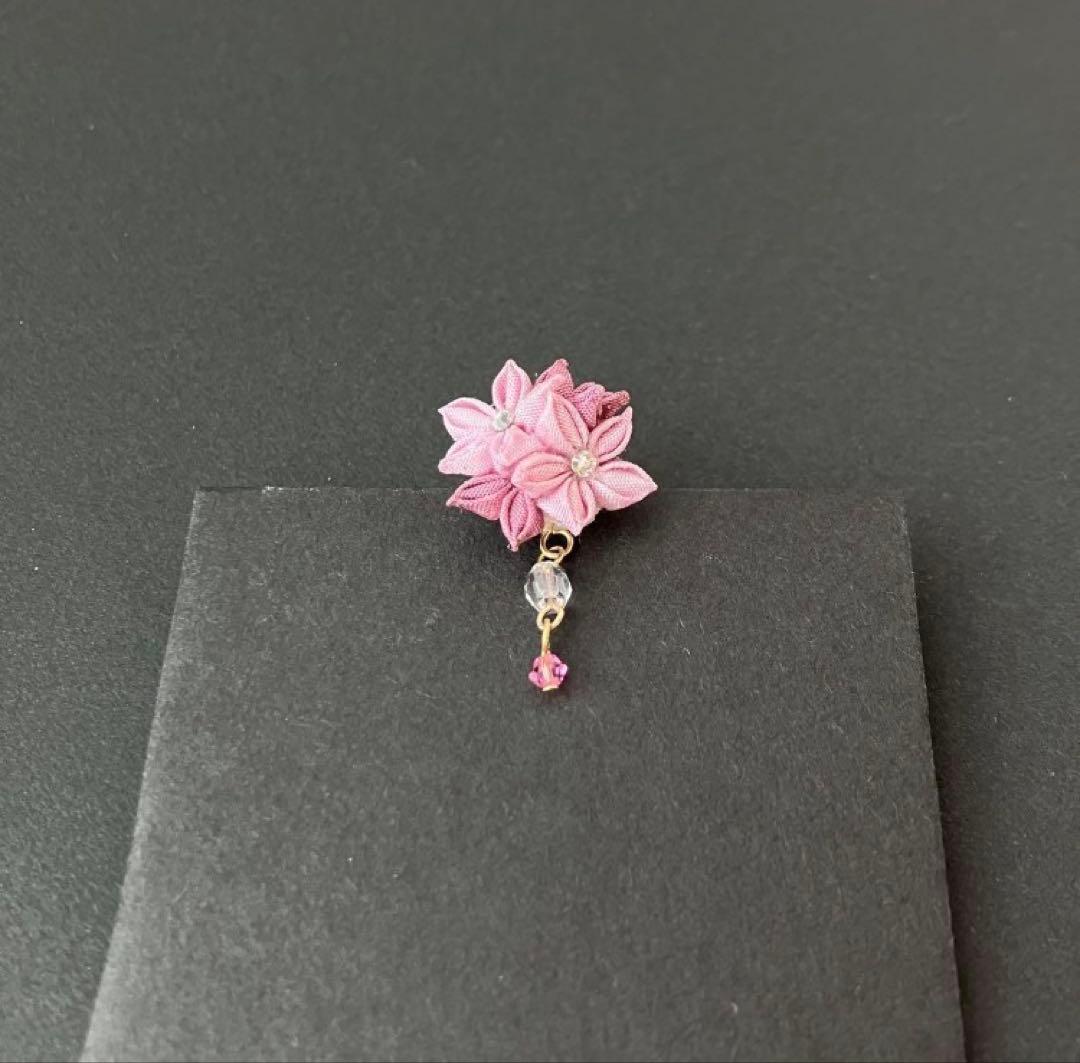 ドール用　ホワイト×ピンク和風かんざし 髪飾り　リカちゃん　振袖　着物