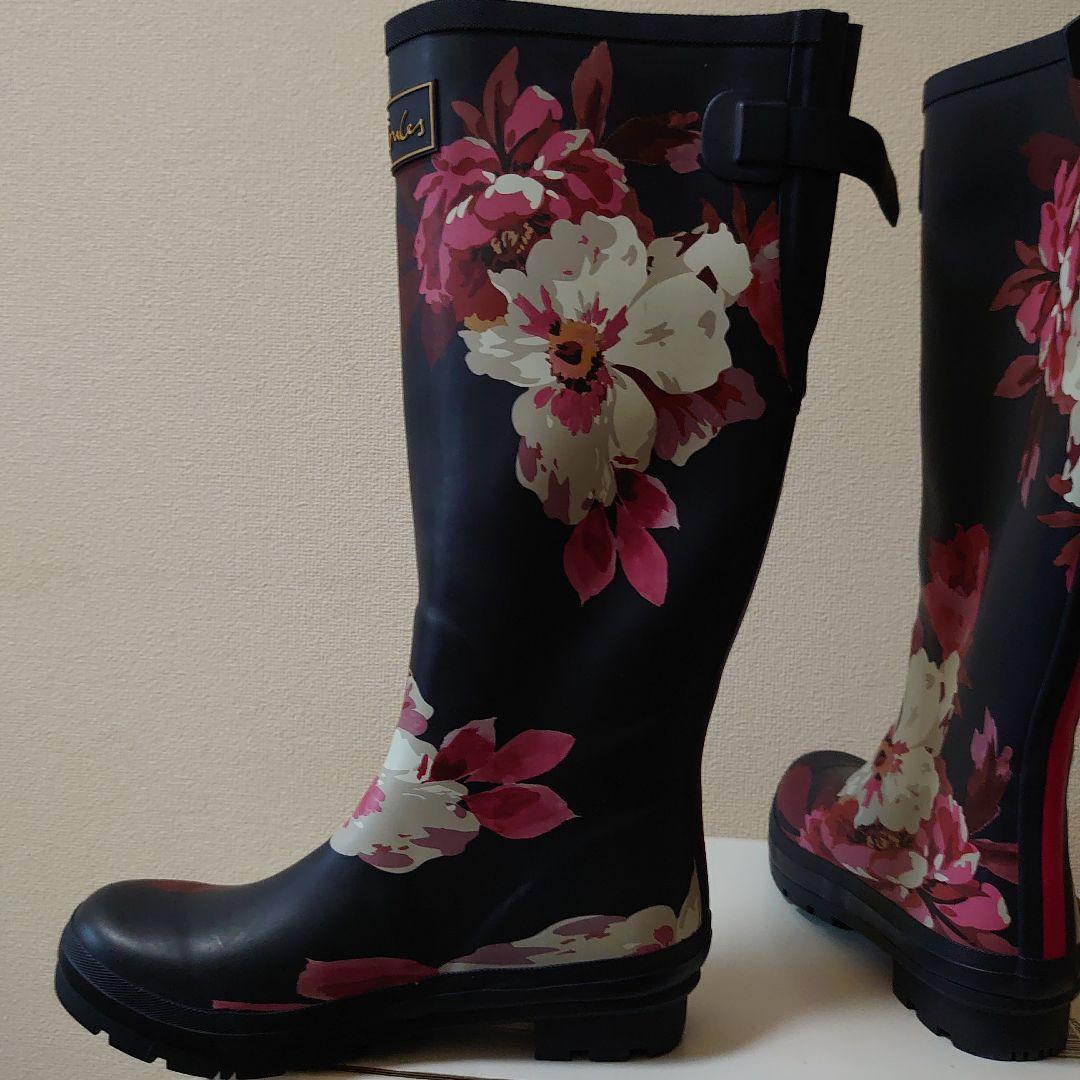 joules ジュールズ フローラル 花柄 長靴 ネイビー ロング レインブーツ