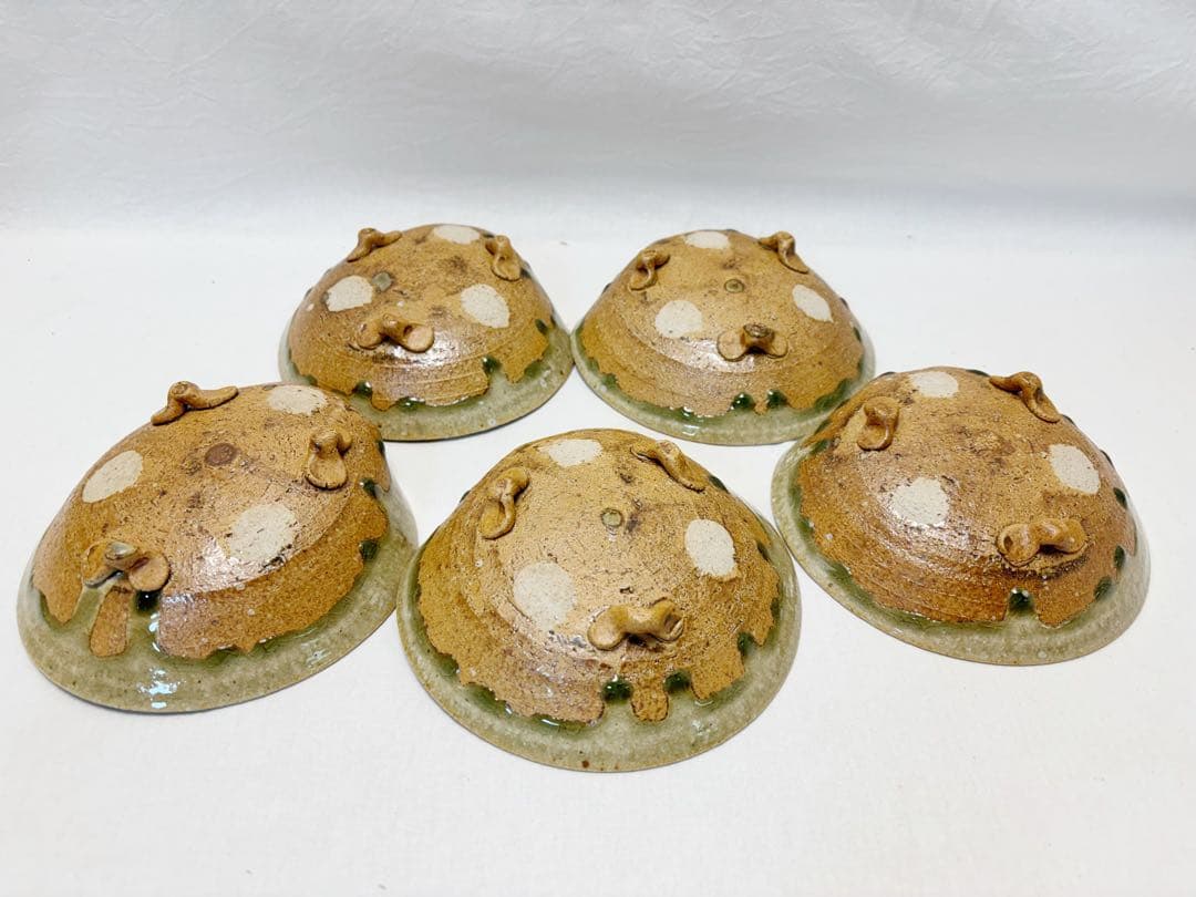 未使用 茶道具 高橋介炎造 信楽焼 蛤 向付 5客揃 足付 小鉢 銘々皿 共箱