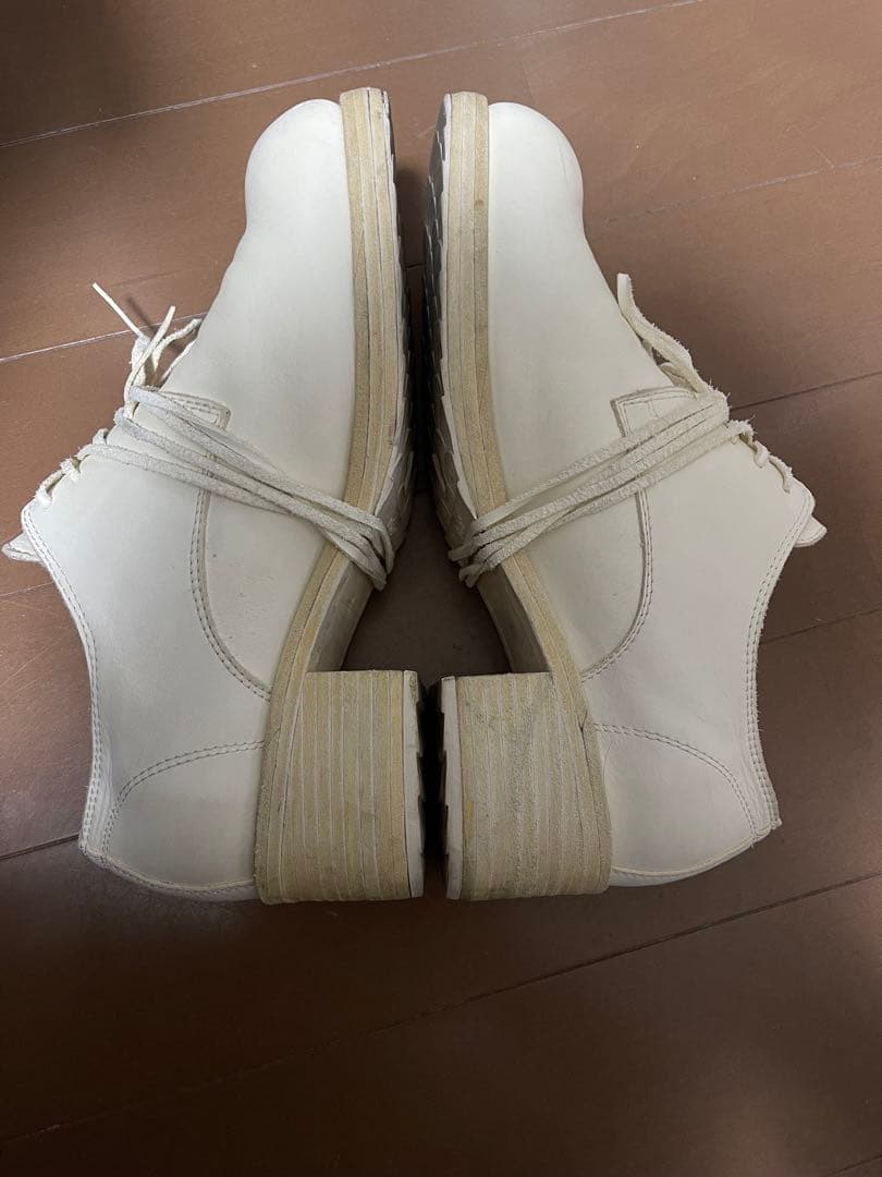 極美品　GUIDI 9082白色のレザーダービーブーツ