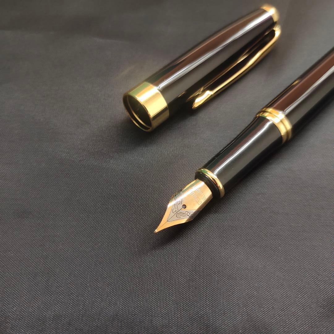 @黒い万年筆 金メッキ装飾67