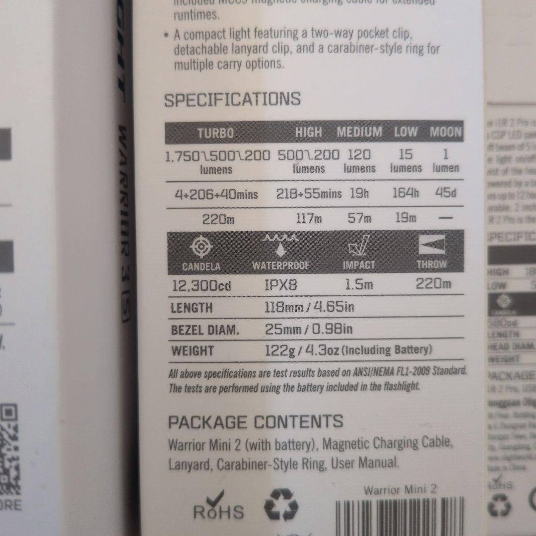 OLIGHT Warrior 3S Mini 2 　i1R 2 Pro