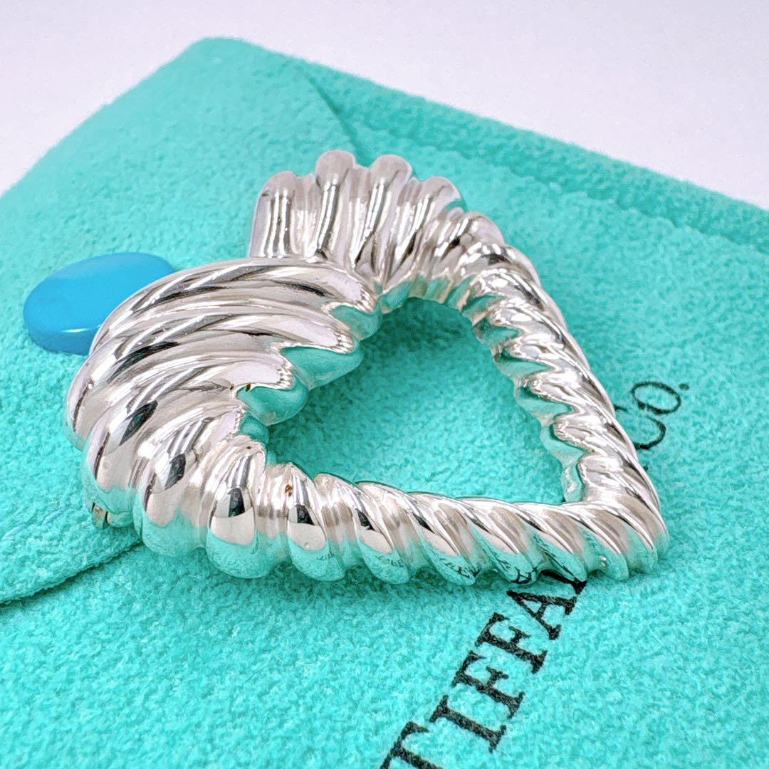 極美品 オールドティファニー ツイスト ハート ブローチ シルバー925