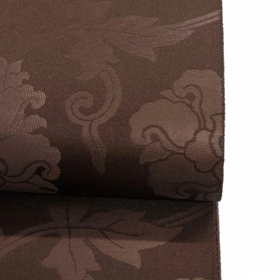 未着用　箔屋清兵衛　袋帯　全通　牡丹唐草文　ブラウン　着物　015a d