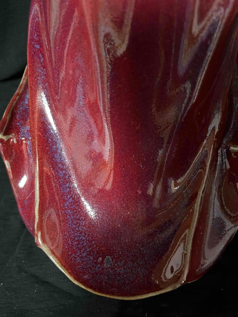 清时代 鈞窯　紫紅釉鈞窯達摩　窯変釉　辰砂　唐物　古賞物(B-101)