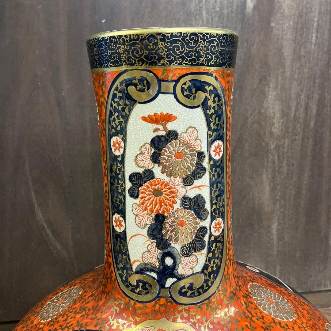 昭和レトロ 伊満里焼 伊万里焼 陶器製 大型 特大 豪華絢爛 色絵 金彩 飾り壺