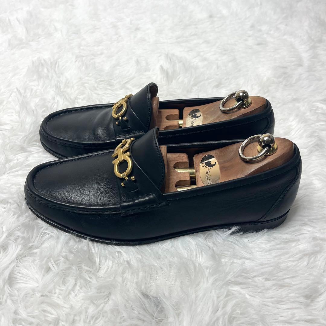 【美品】 フェラガモ ガンチーニ ビットローファー 25.5cm ゴールド 金