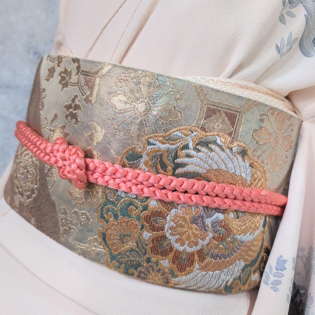 訪問着　フルセット　着物　正絹　薄ピンク　トールサイズ　茶屋辻　友禅　花　F7