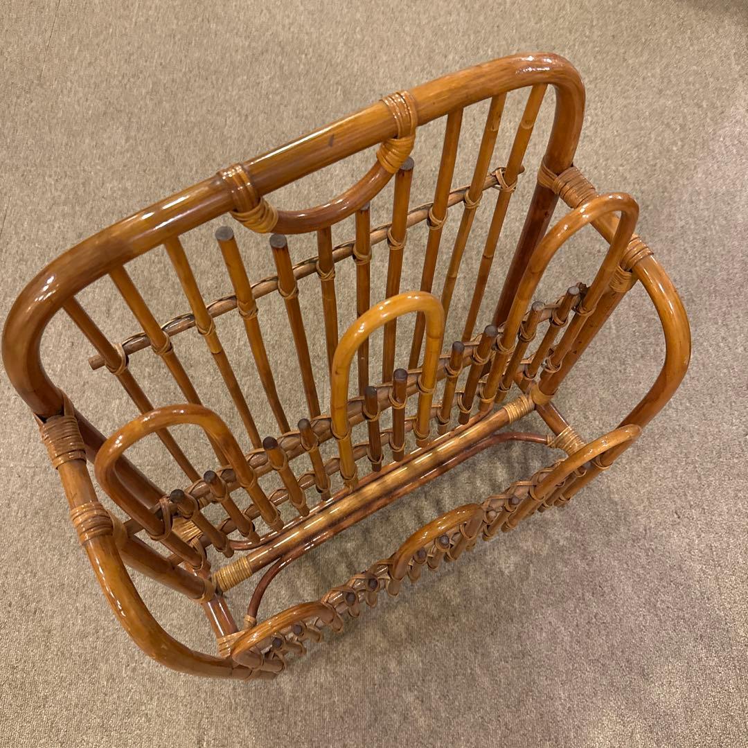 ラタン アーチ型 スリッパラック ブラウン　ビンテージ