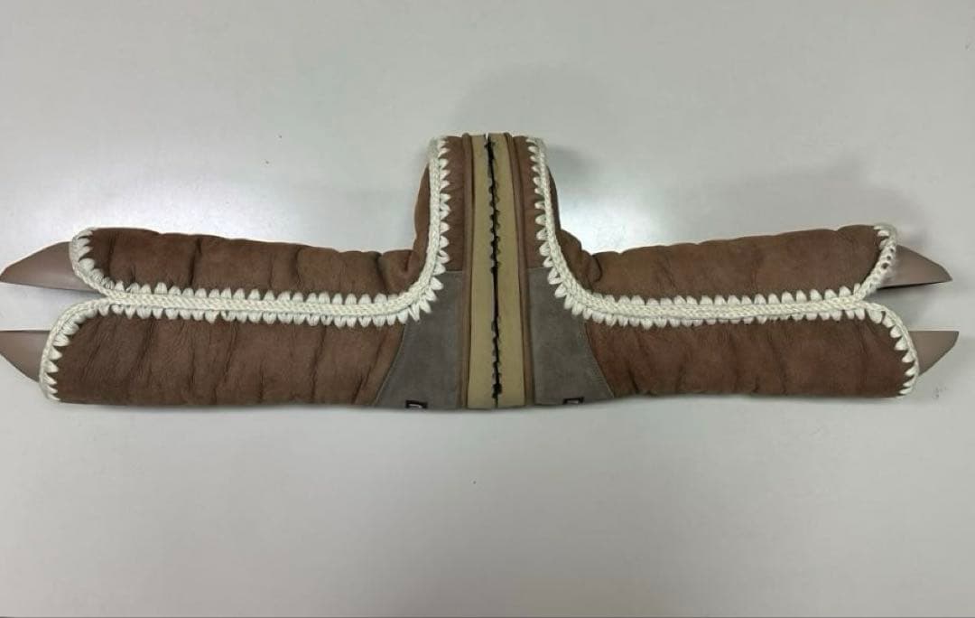 mou レディース　ブラウン ムートンロングブーツ　23.5cm