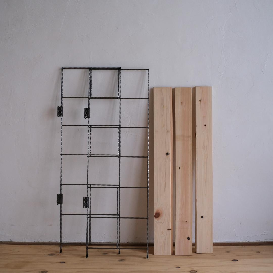 無骨なアイアン＆ウッド飾り棚Ｏ　イベント什器　シェルフ