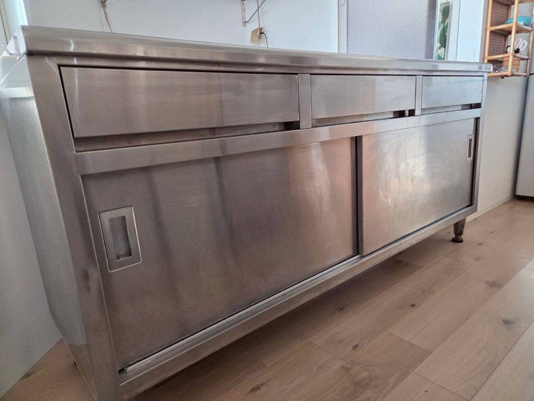 中古　タニコー業務用ステンレス引出付 調理台 扉付き作業台　tanico