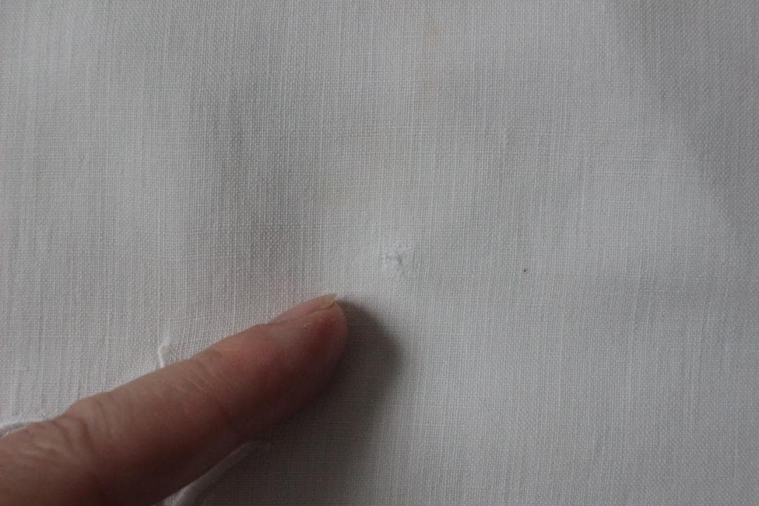 フランスアンティーク・クッションカバー \"J・C\"ドロンワーク/白糸刺繍