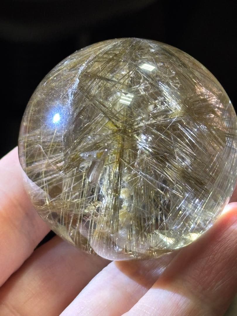 デビルルチルクォーツスフィア　ゴールドルチル&シルバールチル共生　4.73cm