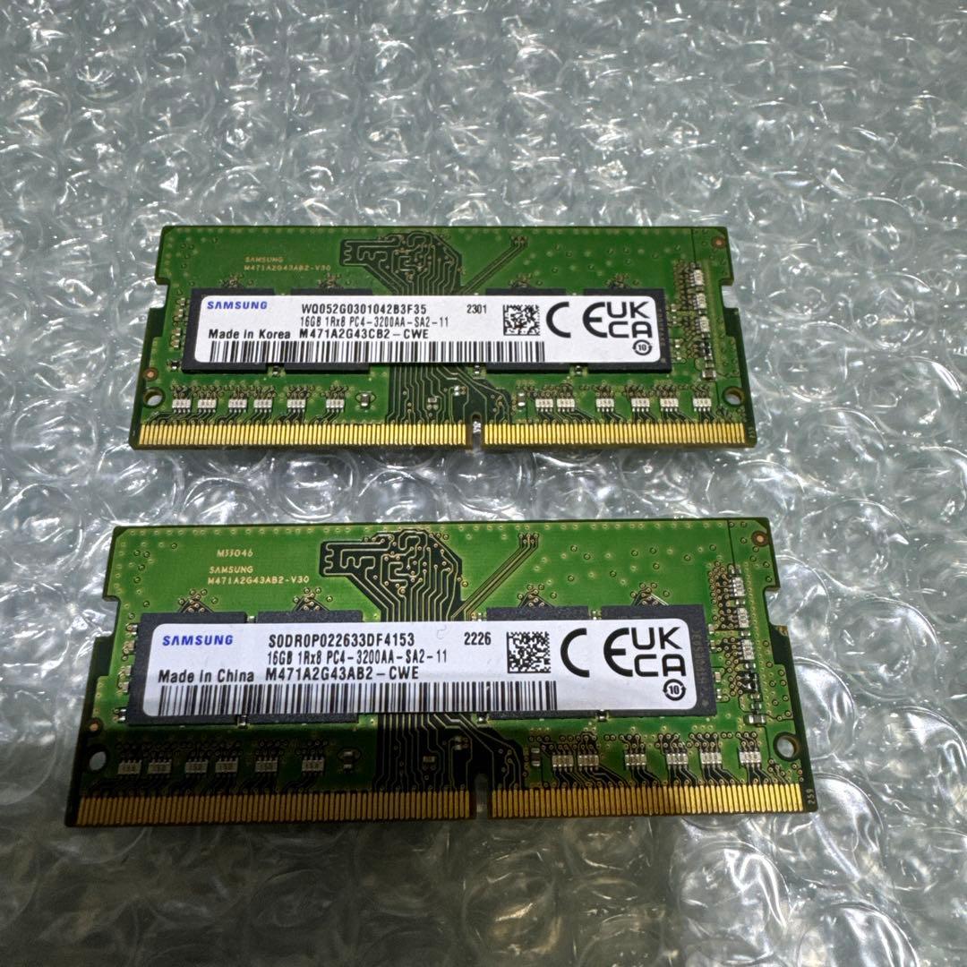 DDR4 PC4-3200AA 16GB×2 1RX8 ノートパソコン2枚セット