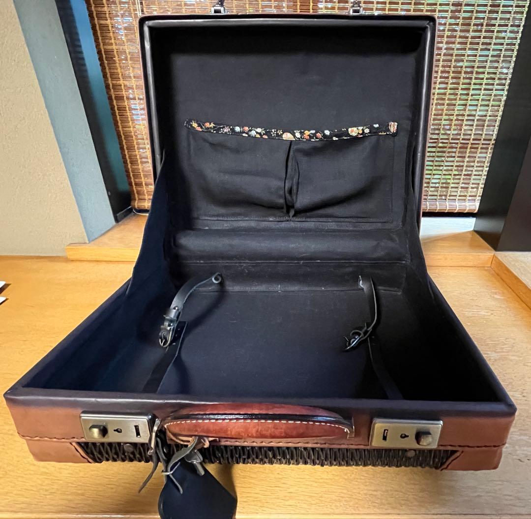 専用　漆塗り柳行李アタッシュケース編み込みビジネスバッグ 黒茶