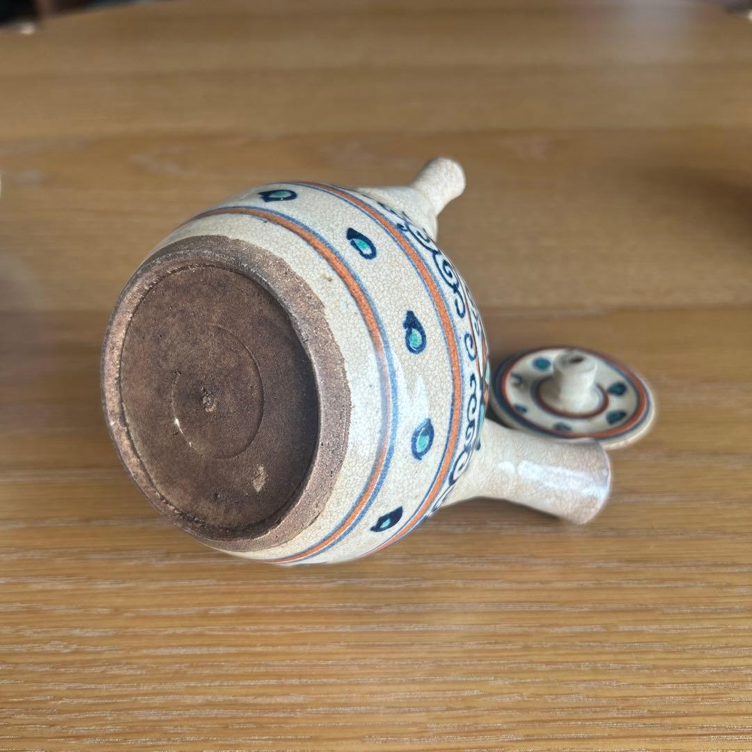 【阿蘭陀】　オランダ写し　急須　蓋置　杓立　 タバコの葉　唐草模様　時代