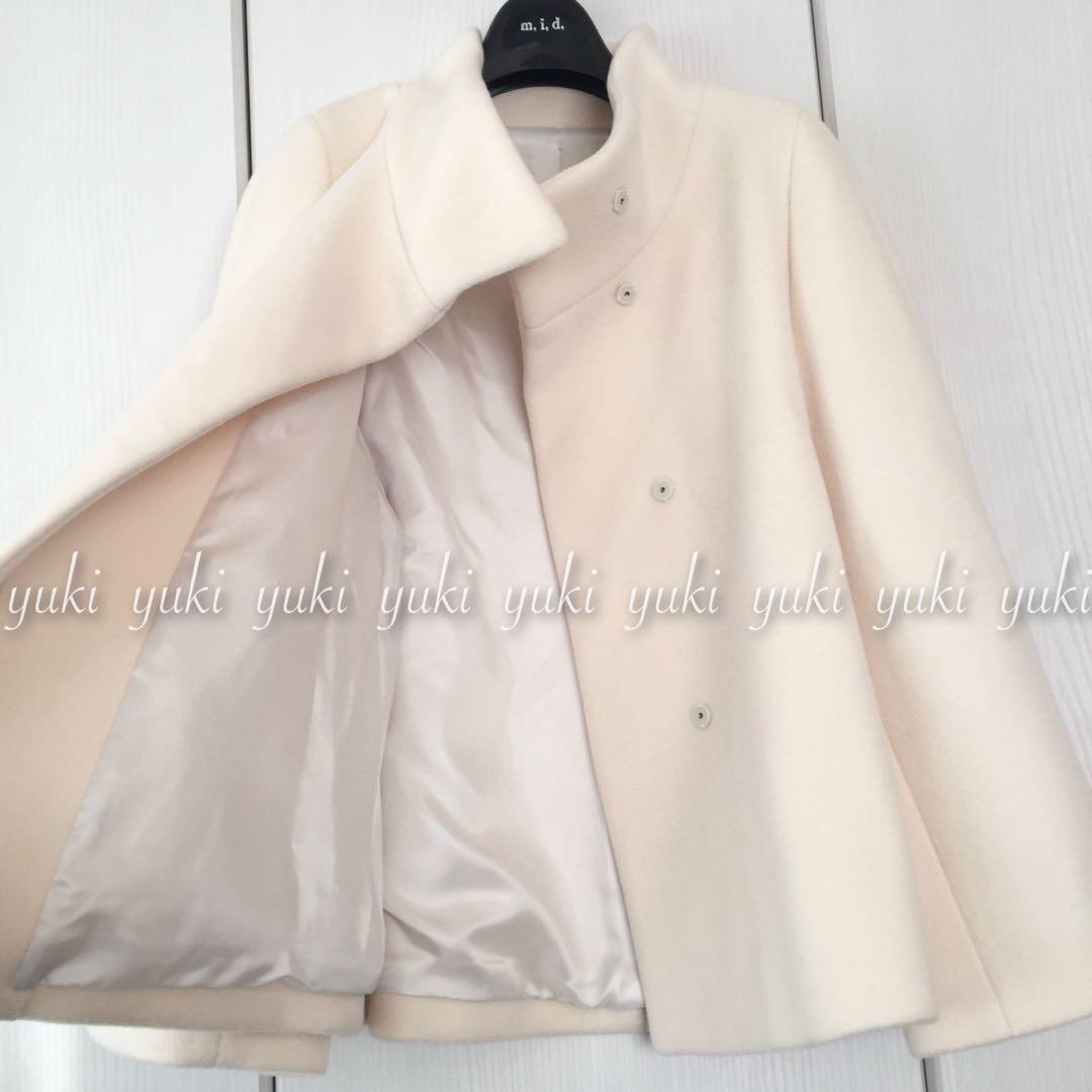 ANAYI ウールビーバーショートコート 38 オフホワイト