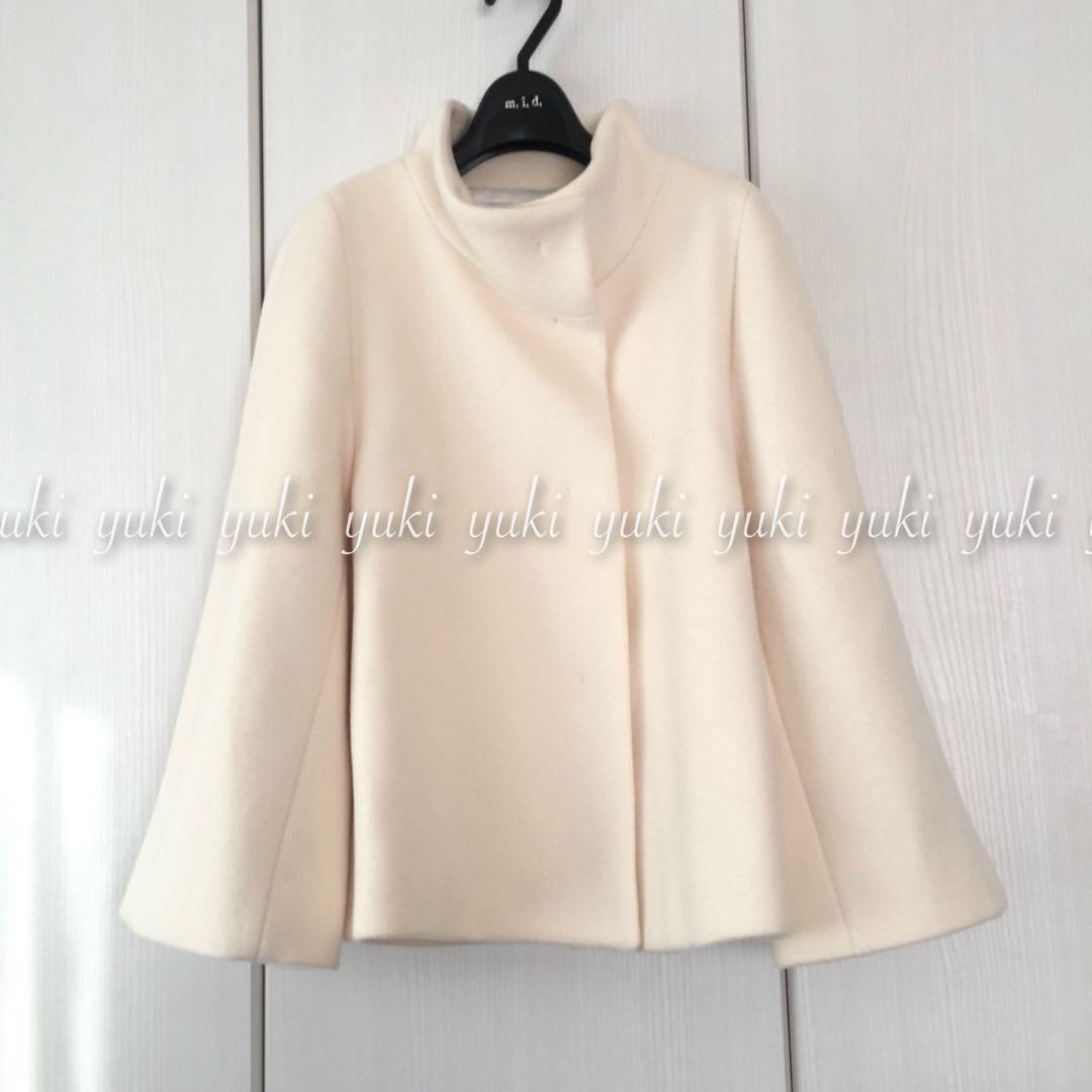 ANAYI ウールビーバーショートコート 38 オフホワイト