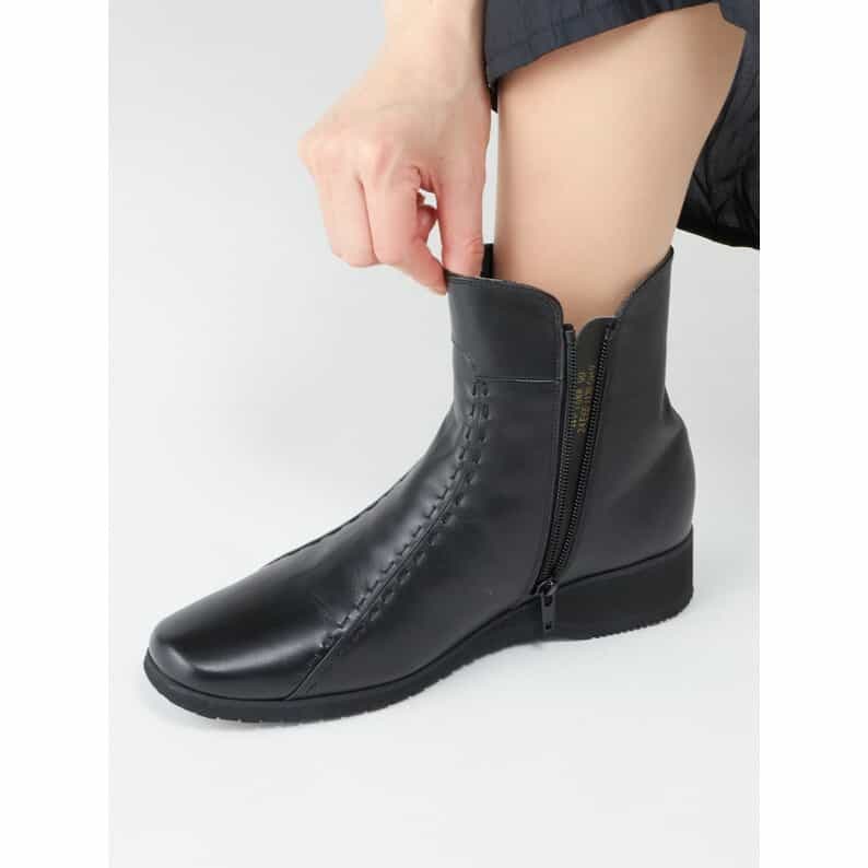 未使用 ペダラ スクエアトゥ サイドジップ レザー ブーツ