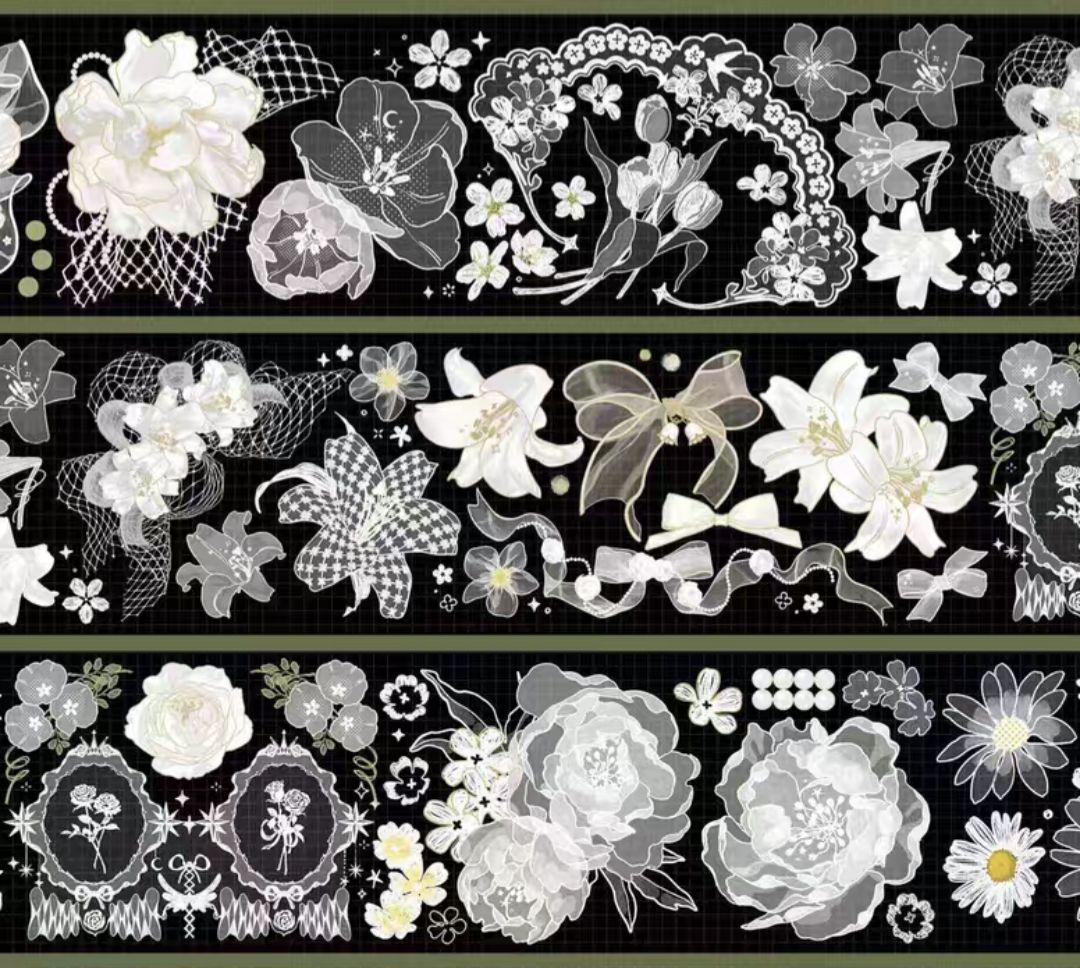 巻売 727★ 海外 マスキングテープ マステ PET 装飾 花 贝壳光