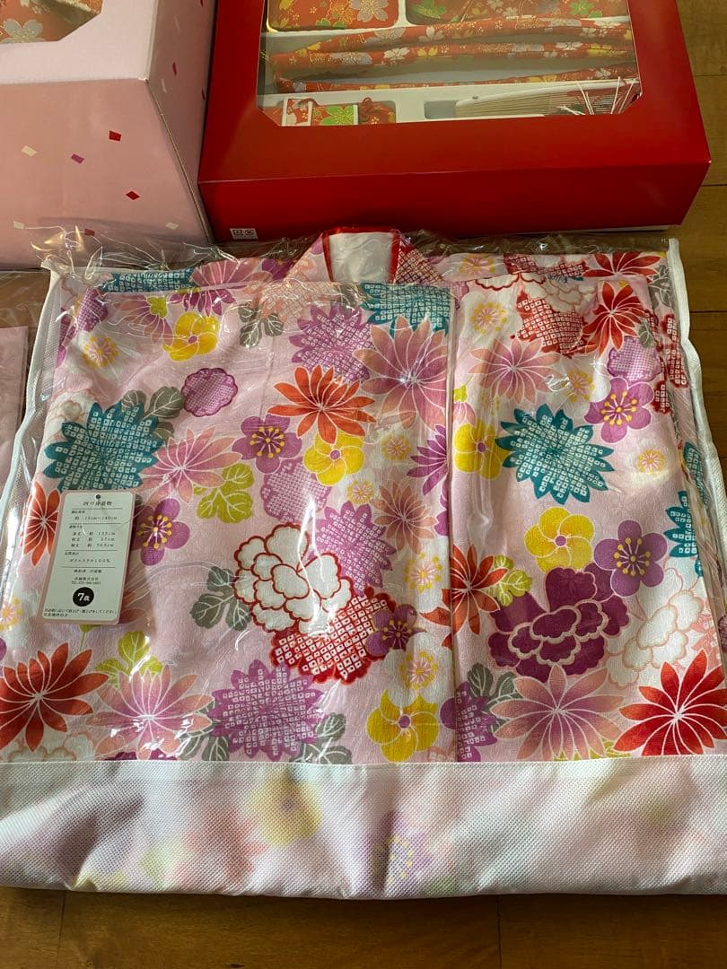 七五三　着物　7歳　女の子　四つ身着物　フルセット