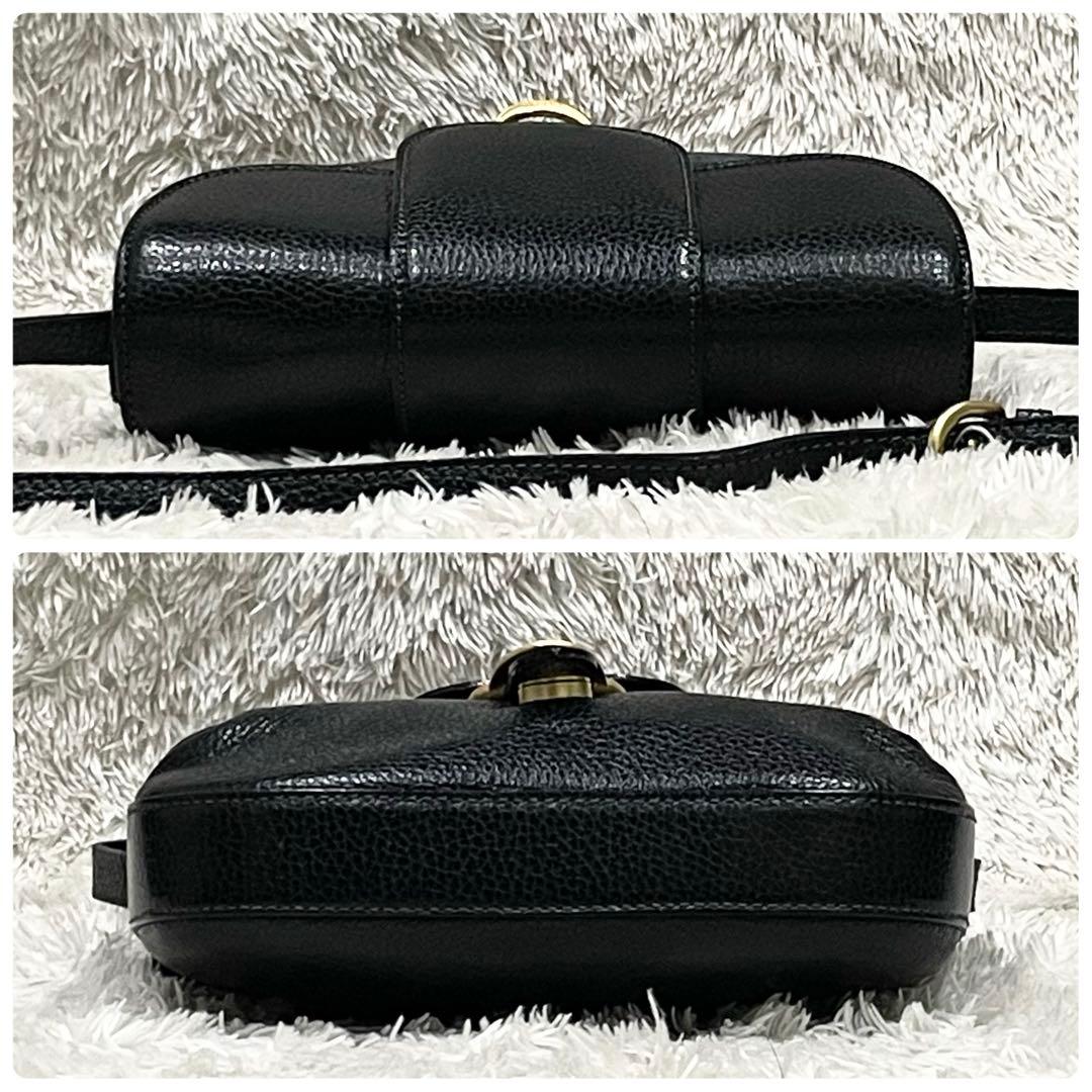 美品 BALLY クラシック ショルダーバッグ クロスボディ ロゴ シボ革 黒