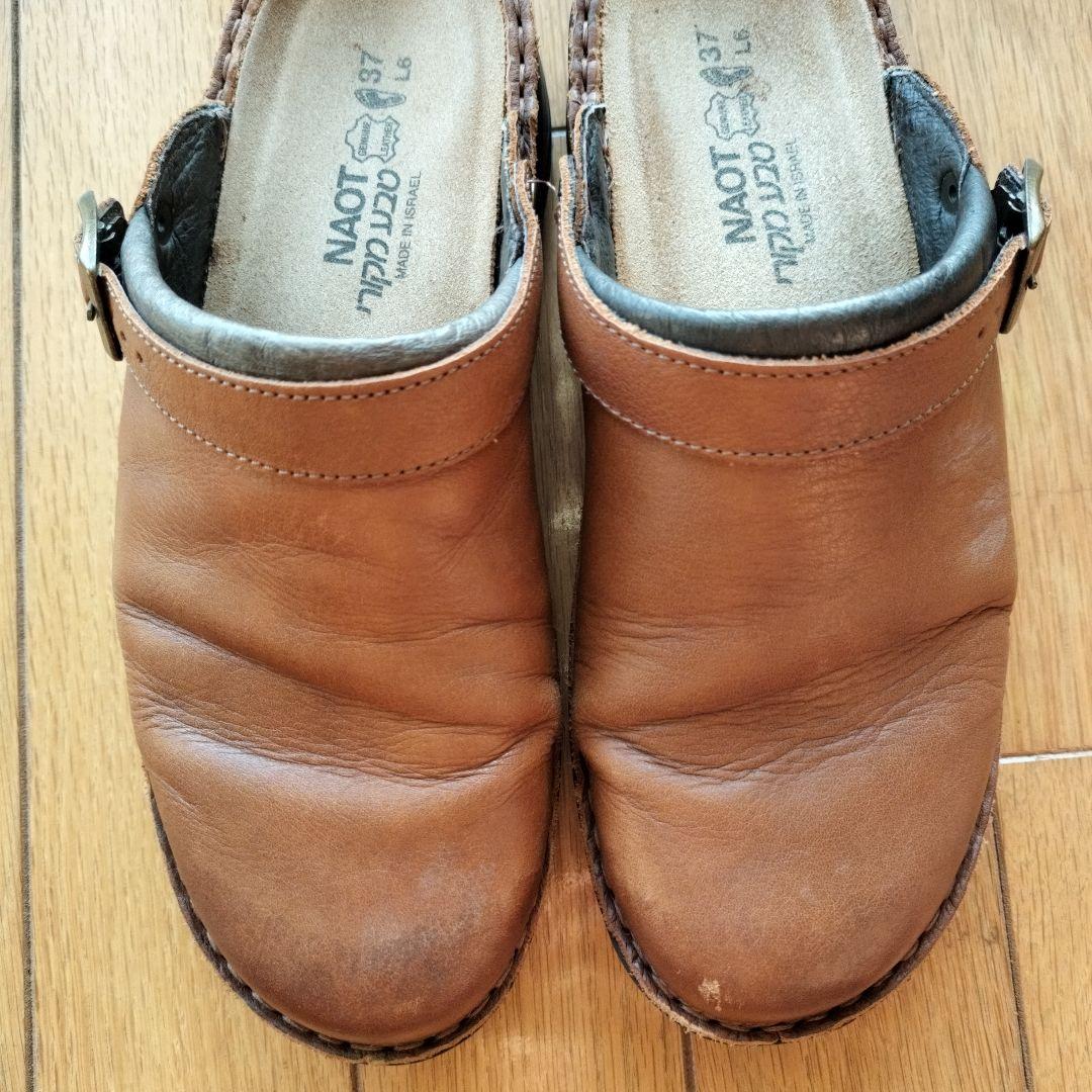 Naot ブラウンレザー サボサンダル37