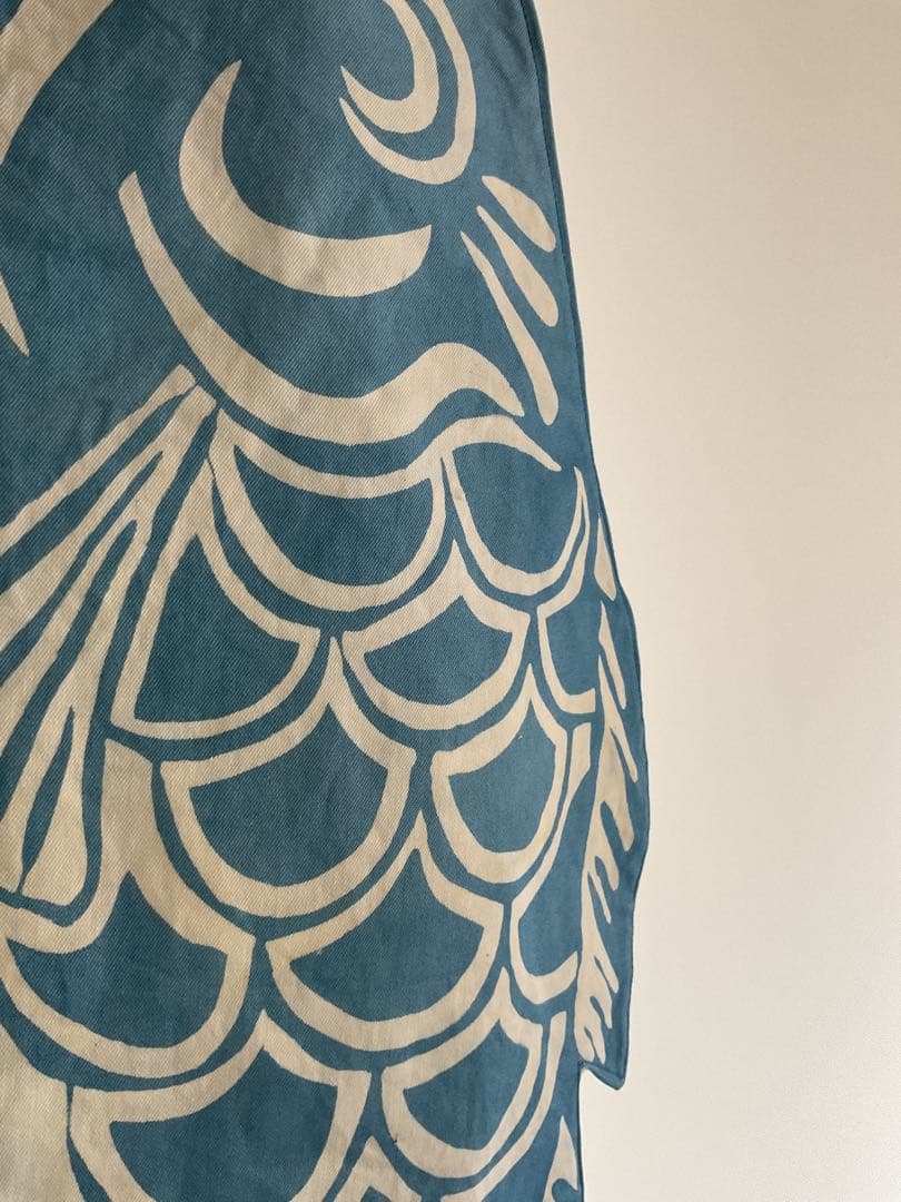 藍染め鯉のぼり　<中単体> 名入れあり　手染め　淡色