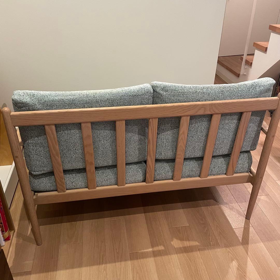 HIDAKAGU 飛騨家具　2人掛けソファ　019-2P ホワイトオーク×ミント