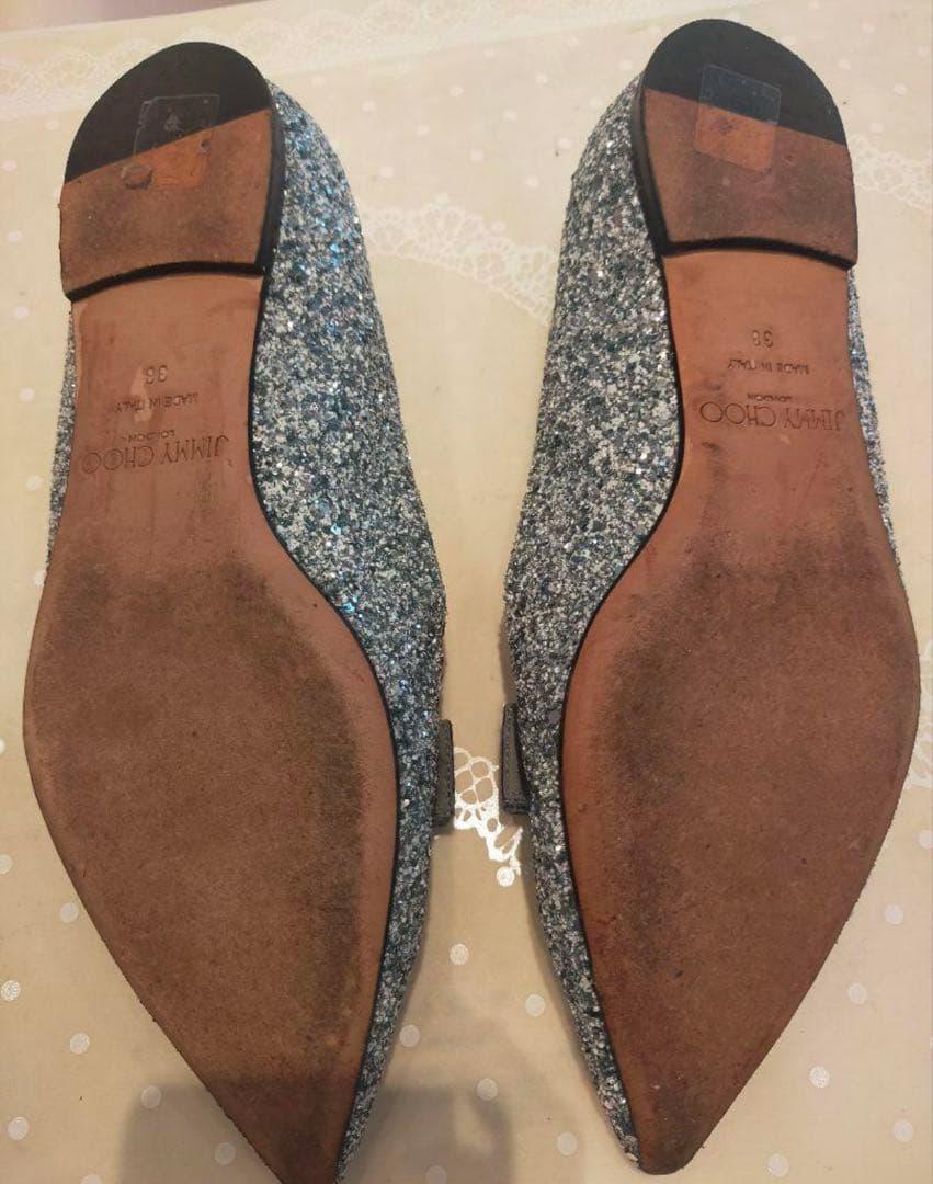 JIMMY CHOO グリッター フラットシューズ