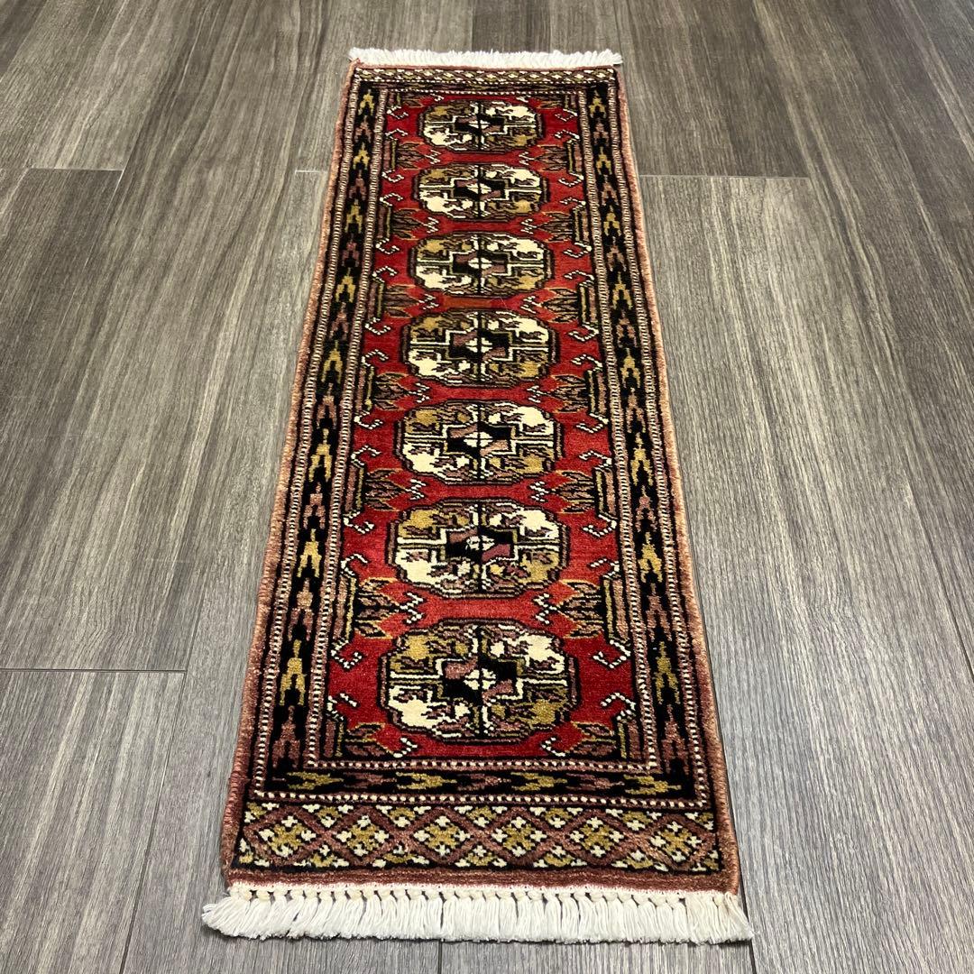 32cmx96ミニラグあがりかまちラグ　ヴィンテージ ラグパキスタン手織り絨毯