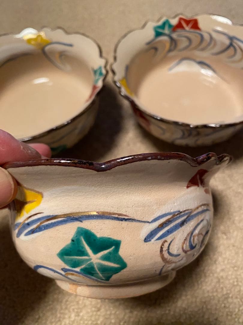 乾山写　清水焼竜田川向付5客　新品未使