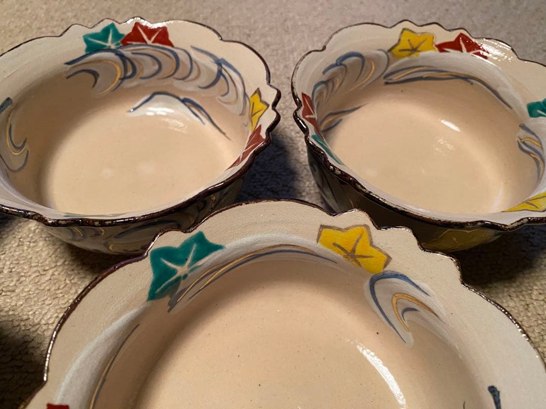 乾山写　清水焼竜田川向付5客　新品未使