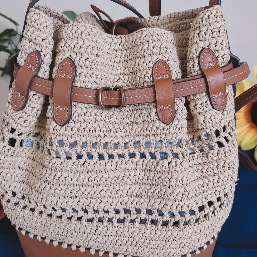 【新品未使用】ポロラルフローレン　ラフィアショルダーバッグ　かごバッグ