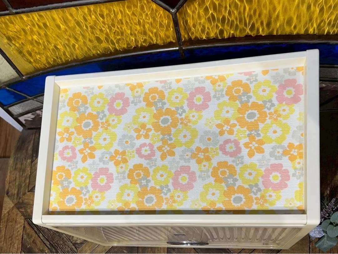 キッチン 収納棚 レトロポップ 当時物 花柄 インテリア 昭和レトロ