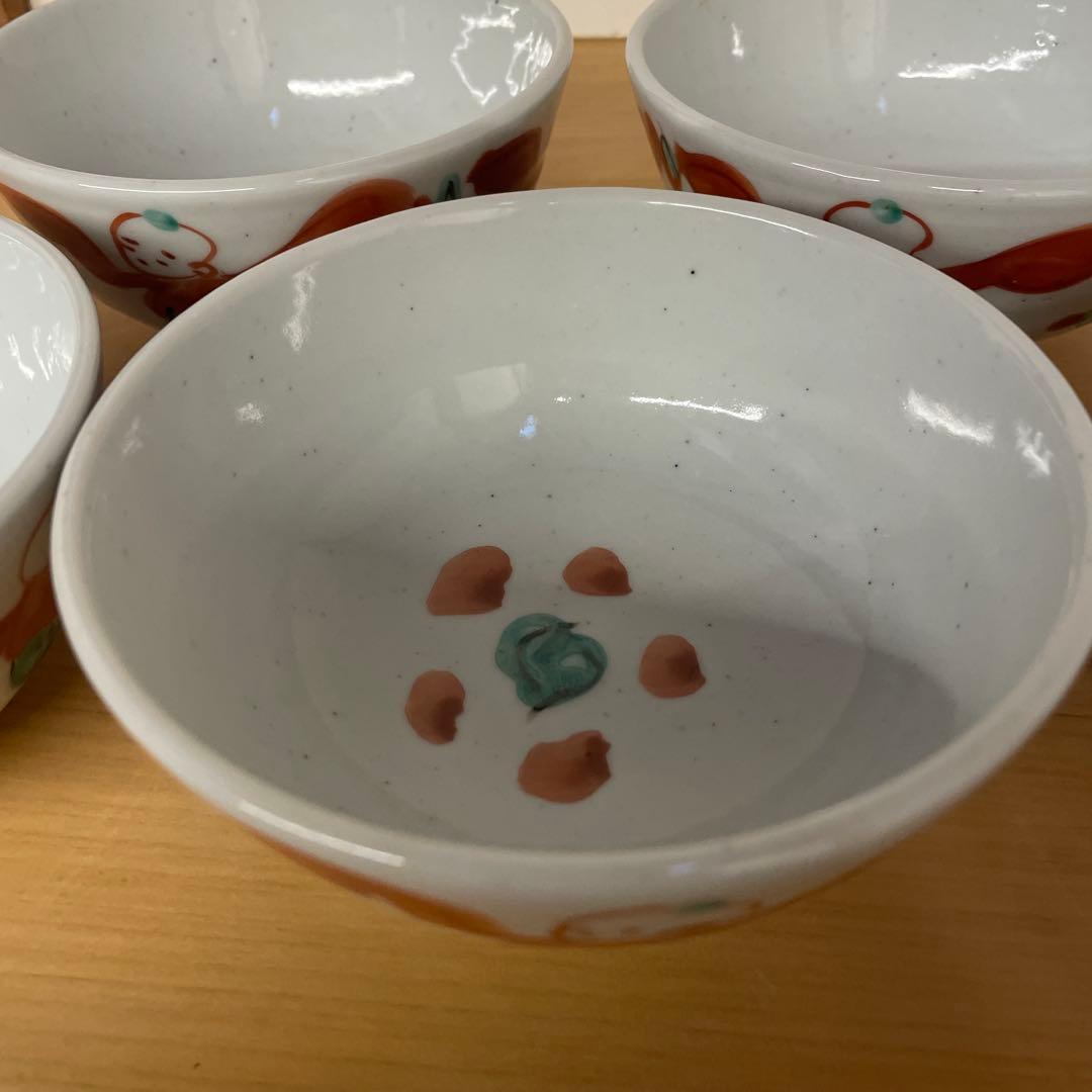 須田菁華　古赤絵　唐子図碗形 向付　5客　須田青華