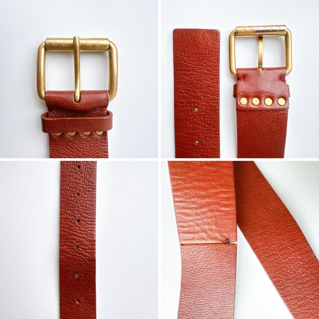 希少 セリーヌ マカダム ウエストバッグ ベージュ×ブラウン レザー×キャンバス