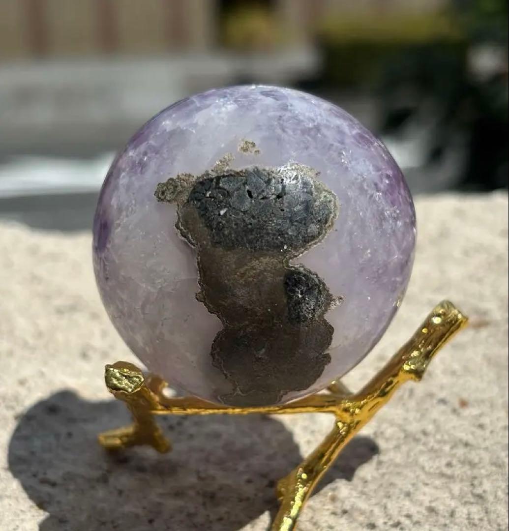 【来福】ウルグアイ産⭐️虹入り！アメジスト笑口⭐️龍穴⭐️ RM 125