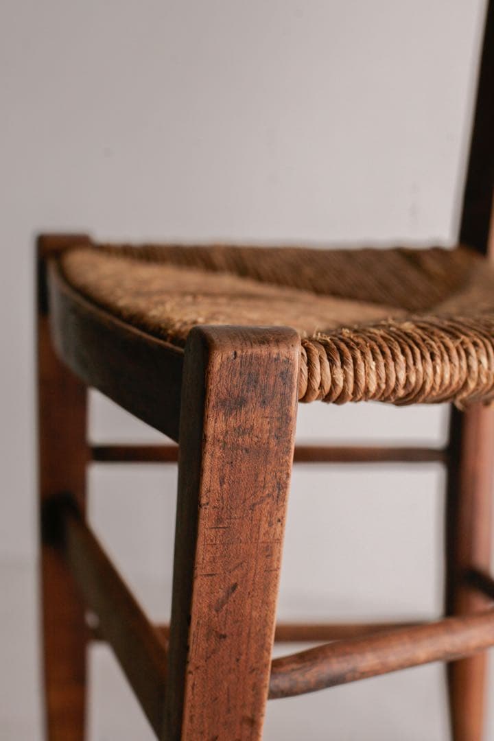 フランス アンティークチェア ラッシュ編み 無垢材 古家具 ブロカント