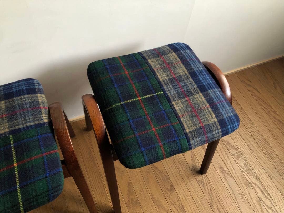 秋田木工 曲木 剣持スツール 2脚セット ヴィンテージ家具 古代色 レトロ 民藝