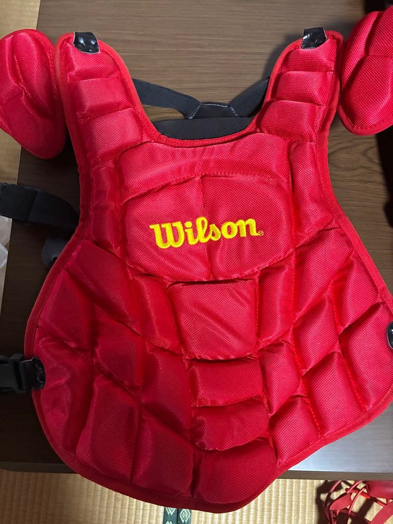 野球キャッチャー防具 レッド　軟式用