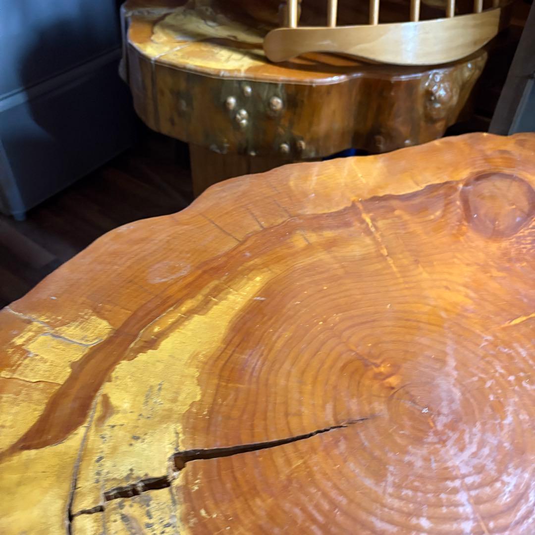 ③送料設置込み　丸太　切り株　ダイニングテーブル　　おそらく欅