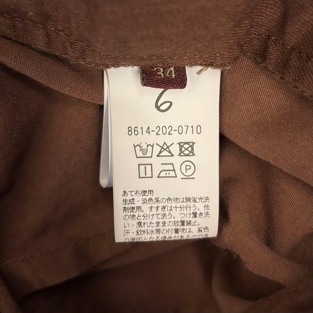 ＜6(ROKU)＞コットン チノ ワイド パンツ　ブラウン　34