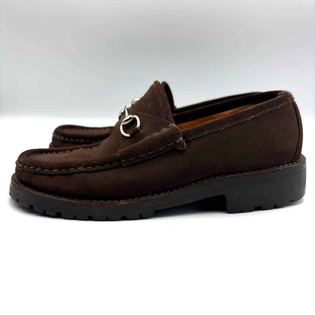 【超美品】GUCCI　23.0cm相当　ローファー　スエード　スエード　ブラウン