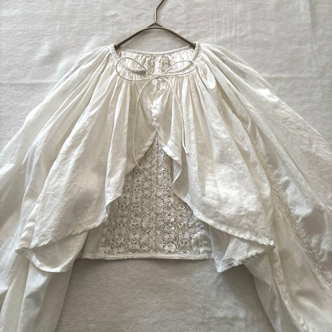 BEAMSBOY ビームスボーイ コットン リネン ギャザー ボレロ ホワイト