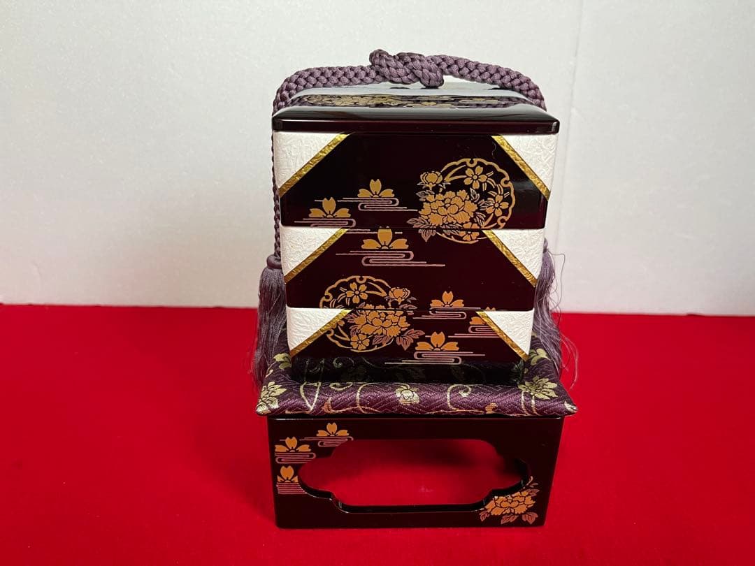 35号　高級溜塗重箱牛車お籠セット