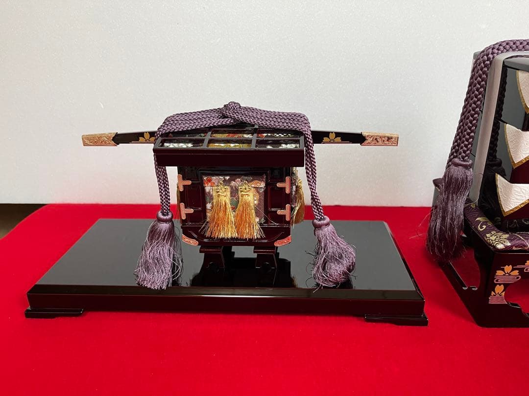 35号　高級溜塗重箱牛車お籠セット